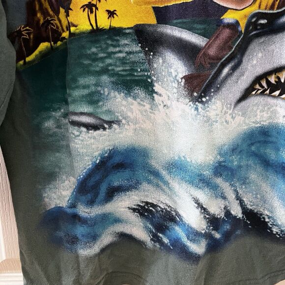 Vintage Looney Tunes Tazmanian Devil Surfing Shark Long Sleeve Top Youth Size L - Picture 7 of 16